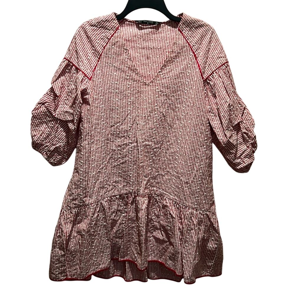 Zara Basic Tunic Red and White Top Small NWOT